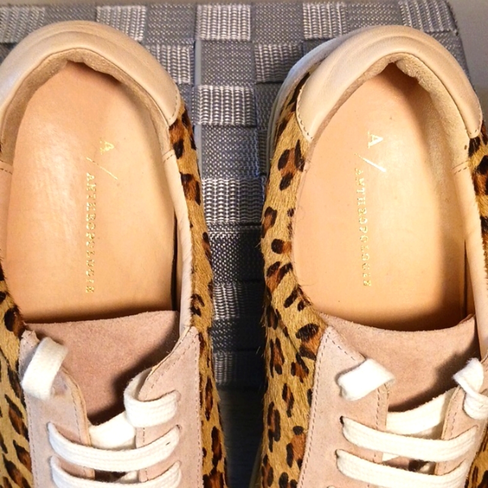 Anthropologie Shoes Women's Size 41 US 8.5 , Brown Sneakers Leather Calf Hair - Picture 5 of 8